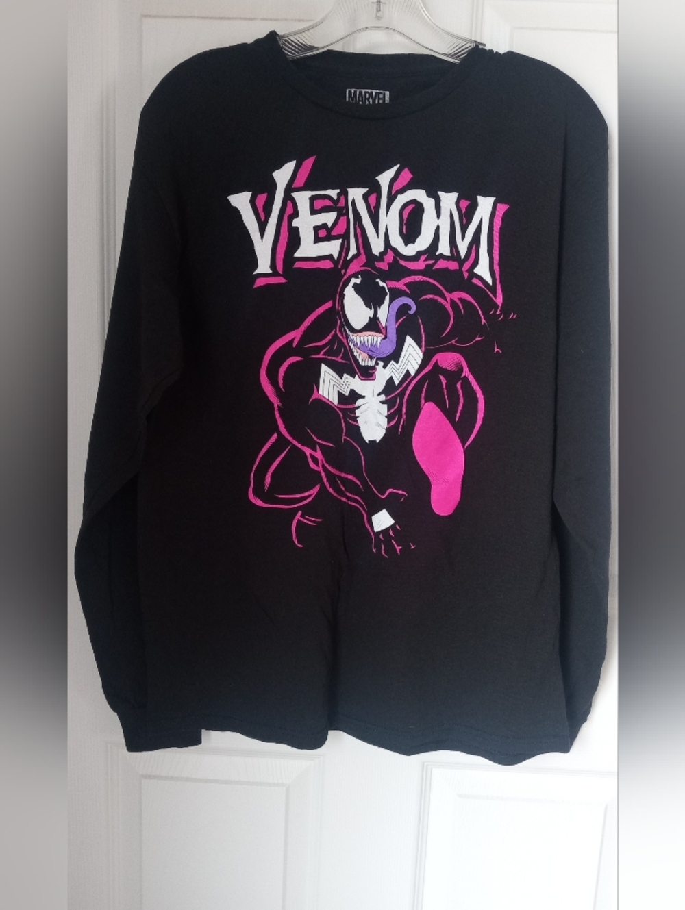 Marvel Venom Black Long Sleeve Sweatshirt with Pink and White Graphic